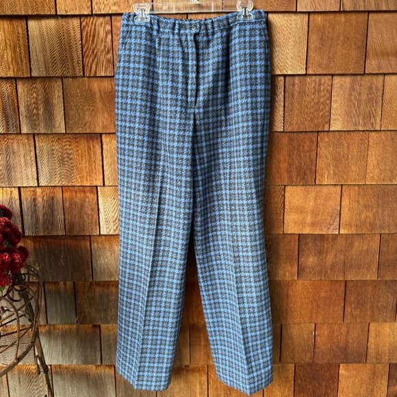 Vintage Pendleton Blue/Black 100% Virgin Wool Lined Pants in Women's 12 - Picture 1 of 11